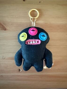 Zuru Fuggler Bag Charm Keychain Plush Black with Colorful Eyes - Like New